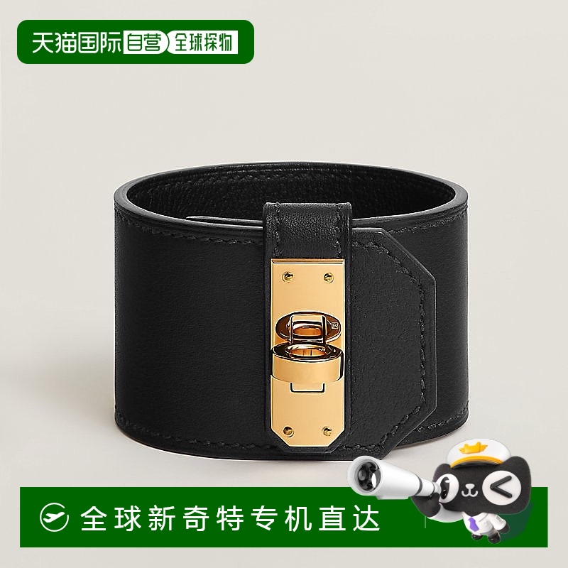 1h可退 欧洲直邮Hermes/爱马仕 女士黑色小牛皮Kelly Twist 手链