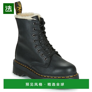 欧洲直邮dr. martens 女士黑色厚底荔枝纹8孔拉链时尚休闲马丁靴