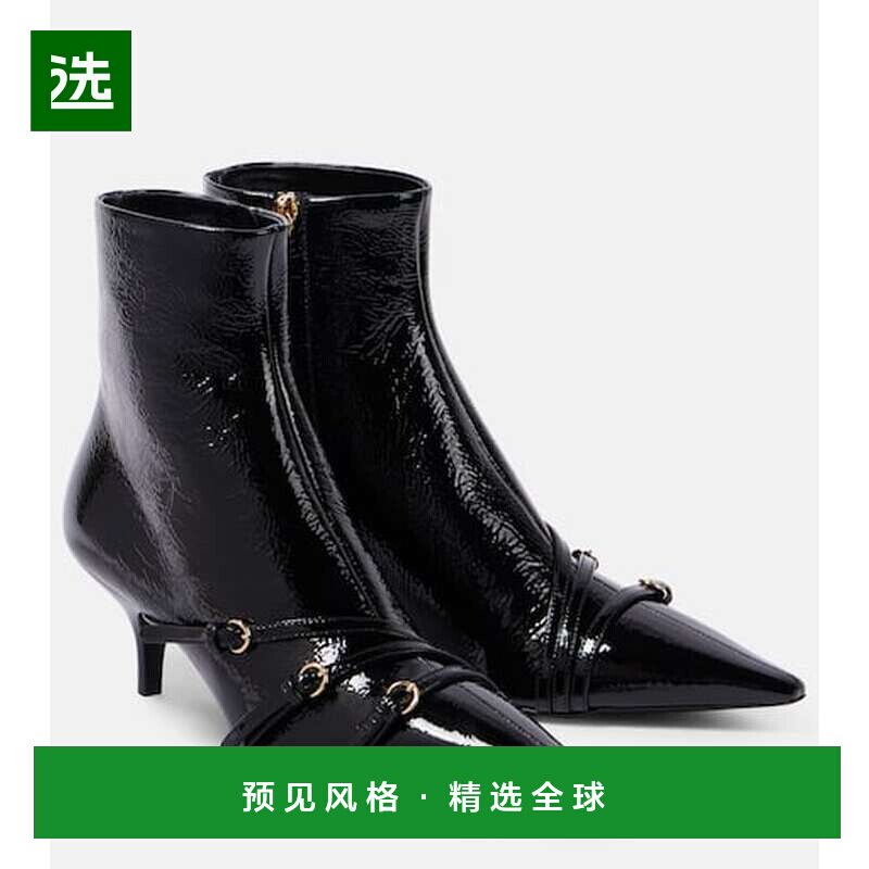1h可退 香港直邮Miu Miu 缪缪 女士 漆皮短靴 black黑色 舒适时尚