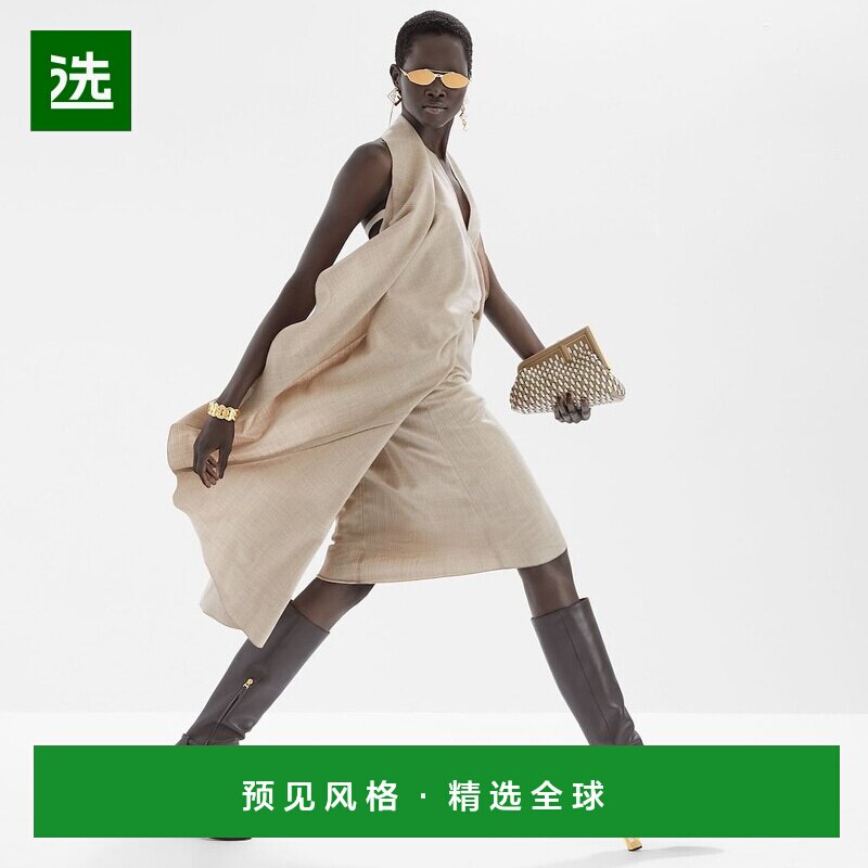 香港直邮Fendi 中长垂坠羊毛连衣裙 FDC814AM3P斗篷条纹