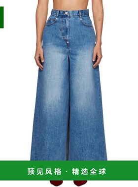 1h可退 【美国直邮】Pushbutton 蓝色宽版牛仔长裙 女装半身裙 24