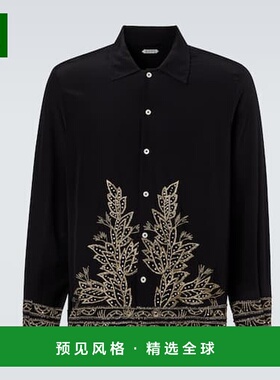 1h可退 香港直邮Bode 男士 Epoque 黑色真丝钉珠衬衫 MRF25SH024B