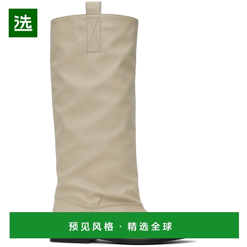 香港直邮GANNI 甘尼 女士 米色 Western Loose Flat Tubular 中筒