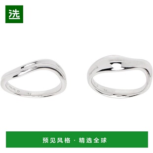 1h可退 【美国直邮】Maria Black 银色 Vayu 堆叠戒指套装 饰品