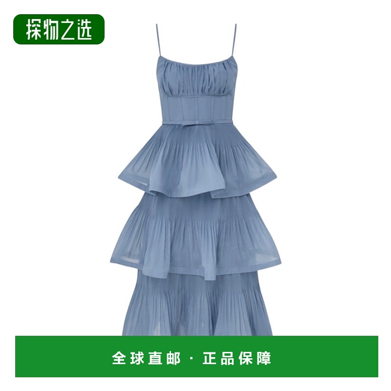 香港直邮Zimmermann 褶裥层叠中长连衣裙 6354DC26R