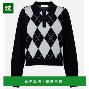 1h可退 香港直邮Frame Denim 女士 菱形羊毛混纺Polo毛衣