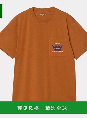欧洲直邮Carhartt Wip 男士橙色棉短袖T恤针织棉质
