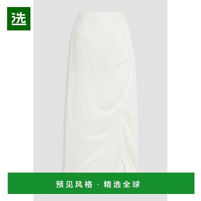 香港直邮Simkhai 女士 Quinton 裹式磨破亚麻混纺中长半身裙 2243