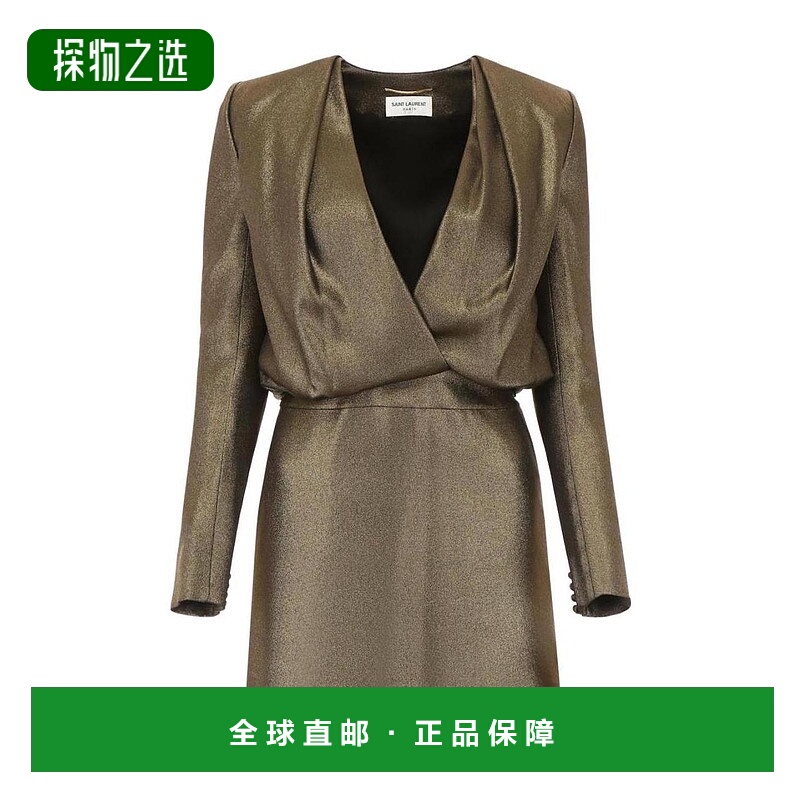 香港直邮Saint Laurent 深v领迷你连衣裙 523130Y519T