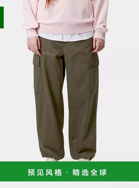 欧洲直邮Carhartt Wip 女士绿色棉休闲裤工装裤直筒阔腿裤