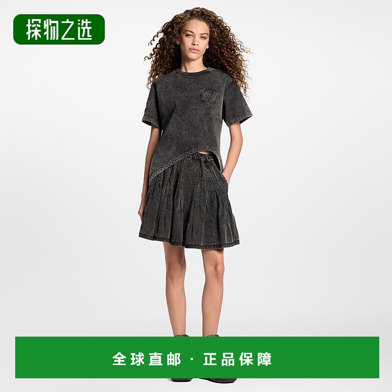 自营欧洲直邮LV路易威登 女士白色棉弧形下摆短袖T恤