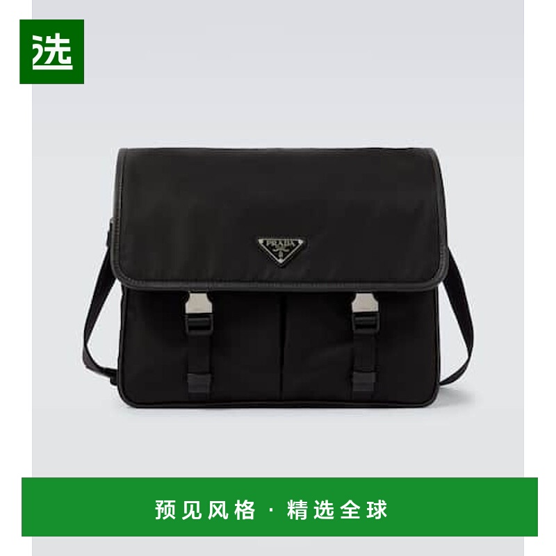 1h可退 香港直邮Prada 普拉达 男士 Re-Nylon 皮革饰边邮差包