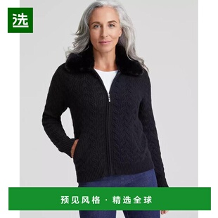 1h可退 【美国直邮】Charter Club 女士羊绒人造毛皮领粗针织夹克