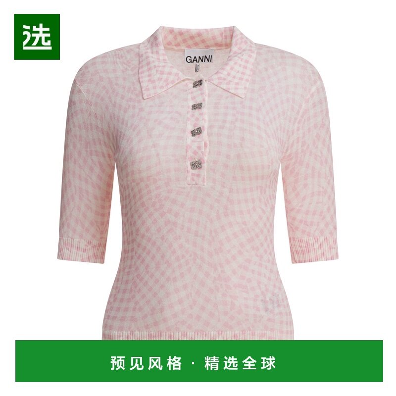 香港直邮GANNI 女士POLO衫 K2491038 AW2025 粉红色 Sheer Cotton,女装/女士精品,POLO衫,淘宝优惠券,粉丝福利购,淘宝优惠卷