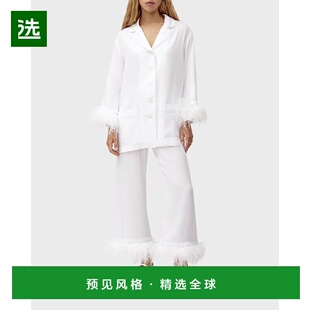 1h可退 【美国直邮】Sleeper|派对睡衣套装,带双羽毛饰边舒适休