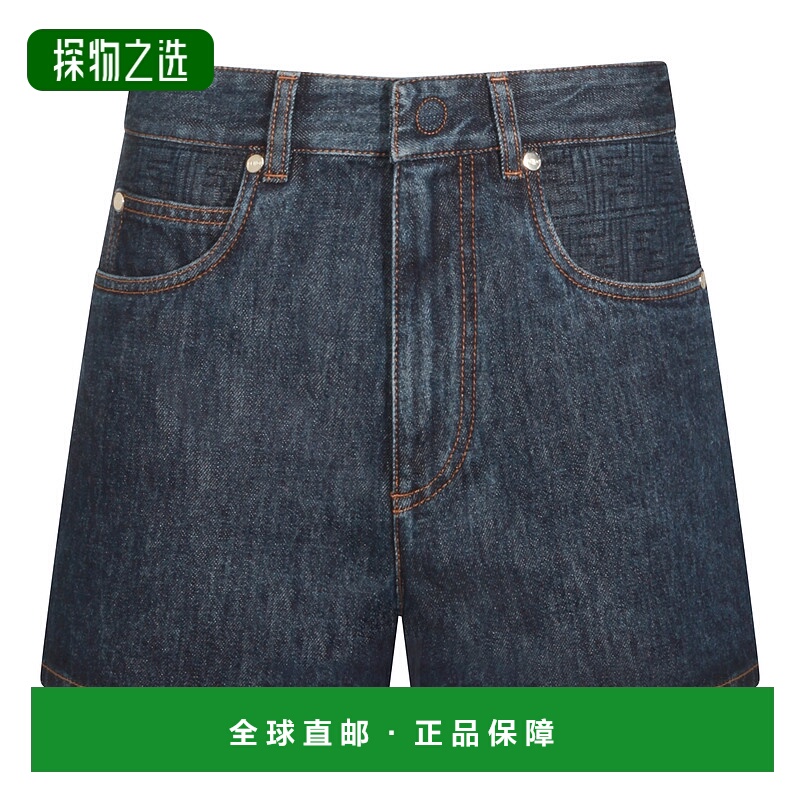 香港直邮Fendi 芬迪 女士 Logo 貼片牛仔短褲 FLP861AW82