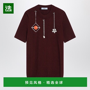 香港直邮Prada 普拉达 女士 酒红色羊毛吊饰毛衣 P24V2HOOO17KD