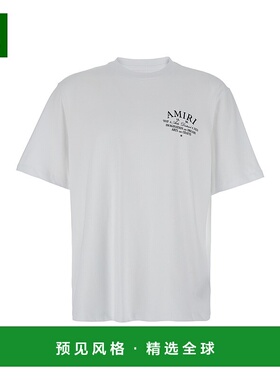 1h可退 香港直邮AMIRI 男士 Front 白色圆领带Logo印花棉质T恤 AM