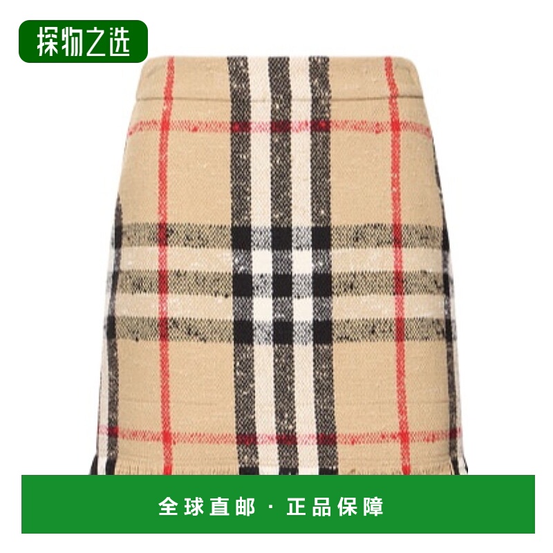 香港直邮Burberry Catia 格纹迷你半身裙 78I-ZOL040a字裙