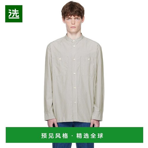 1h可退 香港直邮A.P.C. 男士 绿色 & 白色 Theon 衬衫 COHJJH1263