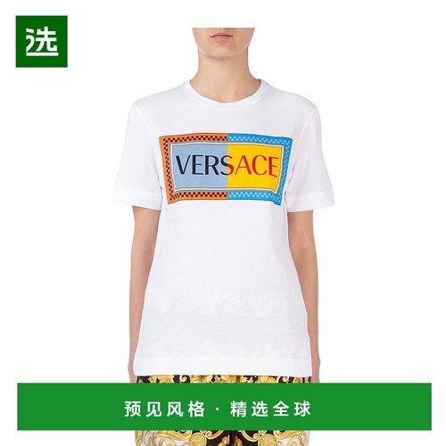 香港直邮Versace 徽标印花T恤 A82247A228806A1001范思哲
