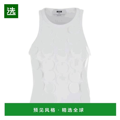 香港直邮MSGM 女士背心吊带 3842MDT8125712001 SS2025 白色