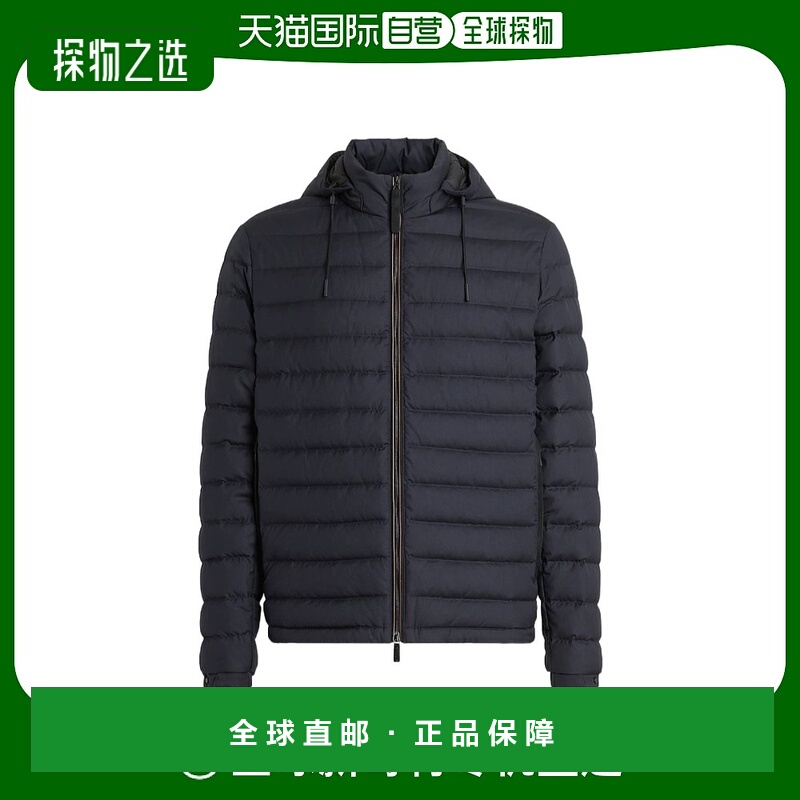 香港直邮Zegna 海军蓝色 Leggerissimo 连帽羽绒服 E7T257209B