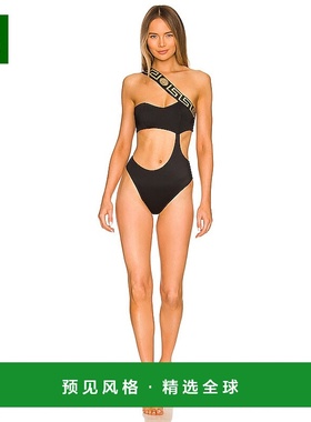 1h可退 香港直邮Versace 范思哲 女士 单肩连身泳装(黑色) ABD011