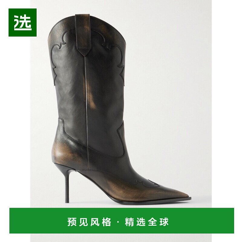 香港直邮1h可退 Paris Texas 女士 Lidia 刺绣皮质短靴 PX1795BLA