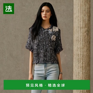 DF1EE110PC45短袖 香港直邮Balmain 贴花粗花呢上衣