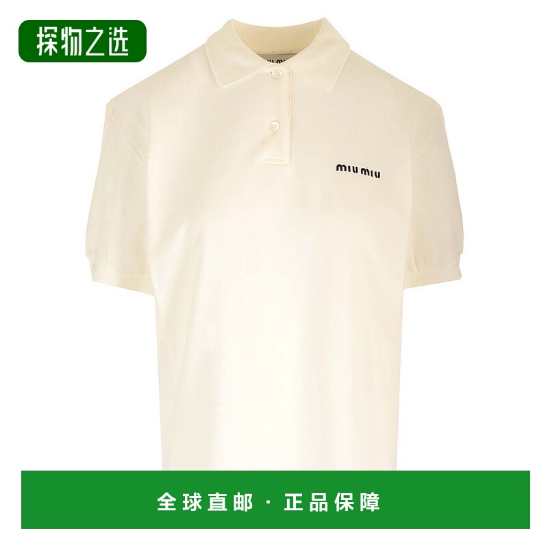 香港直邮Miu Miu 缪缪 女士 棉质凸纹布Polo衫 MJN535SOOO14RW
