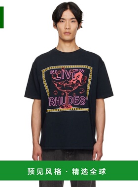 1h可退 香港直邮Rhude 男士 黑色 Live s T 恤 RHPF25TT04012