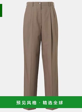 1h可退 香港直邮The Row 女士 Bryce 羊毛真丝直筒长裤 brown棕色