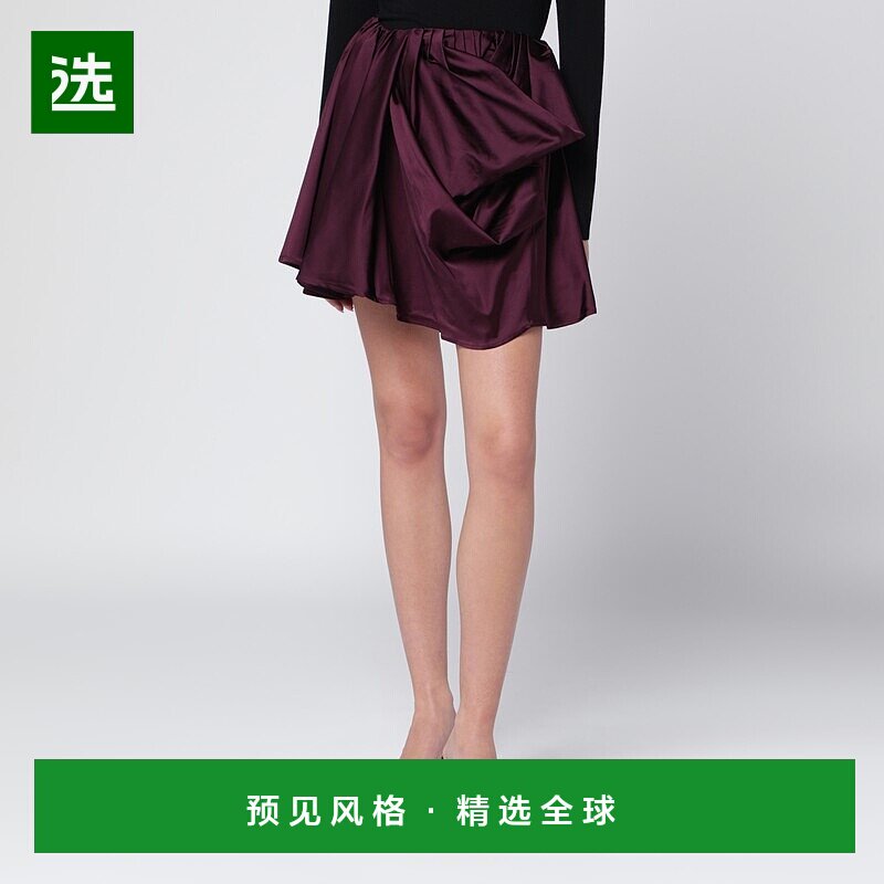 香港直邮GANNI 甘尼 女士 MAUVE 垂褶迷你半身裙 W10517119a字裙