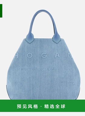 欧洲直邮Hogan Script天蓝色大号购物袋托特包单肩包手提包