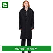 美国直邮 男装 juun 1h可退 黑色羊毛大衣 毛呢大衣 242343M