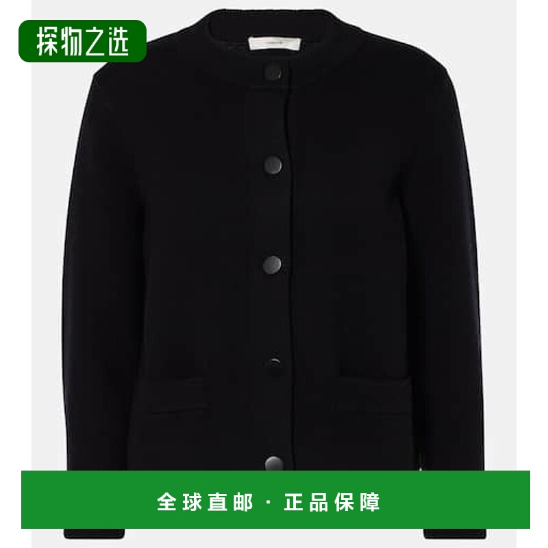 香港直邮VINCE 女士 羊毛棉混纺针织开衫 BLACK 黑色羊绒时尚舒适