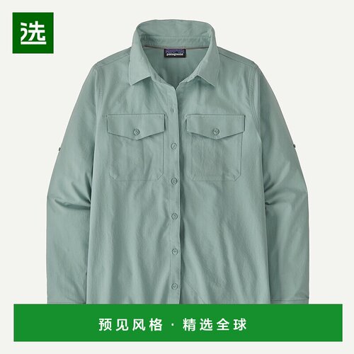 欧洲直邮PATAGONIA 女士蓝色聚酯纤维长袖衬衫