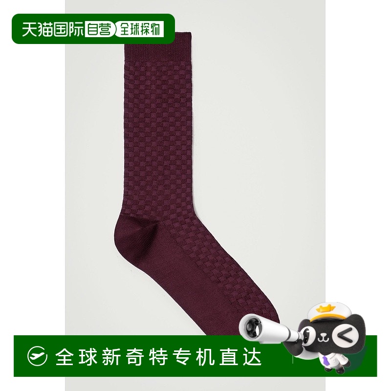 欧洲直邮COS 男士酒红色棉质袜子