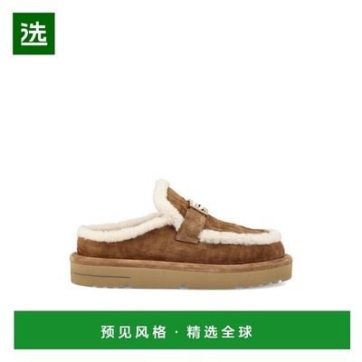 香港直邮Fendi 芬迪 女士 APRES CHIC FF SABOTS 绒面革毛羊皮凉