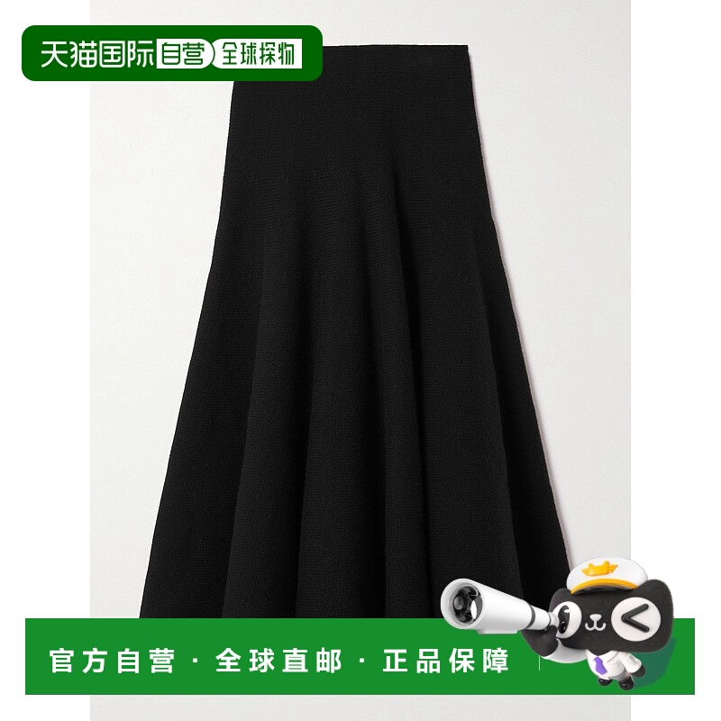香港直邮Alaïa 女士 褶裥针织羊绒羊毛混纺中长半身裙 AA9J2418K1