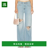 1h可退 PF25AWPA0070 磨破水晶宽松开叉牛仔裤 香港直邮AREA 女士