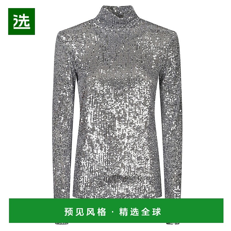 香港直邮Rabanne 女士 Paco 亮片裝飾高領上衣 25ACTO129PO0391