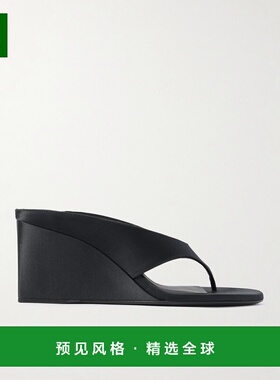 1h可退 香港直邮Alaïa 女士 绸缎坡跟凉鞋 AA3M105TK044999NOIR