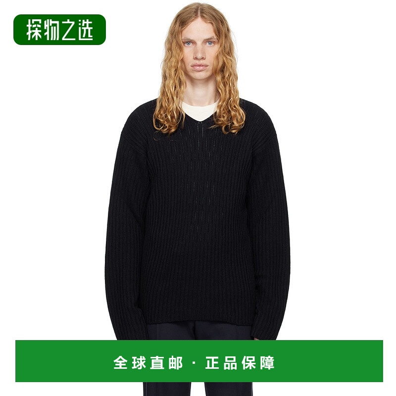 1h可退 香港直邮The Row 男士 海军蓝 Gustave 毛衣 713Y556羊绒