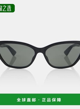 1h可退 香港直邮Gucci 古驰 女士 双G猫眼太阳眼镜 black黑色 舒