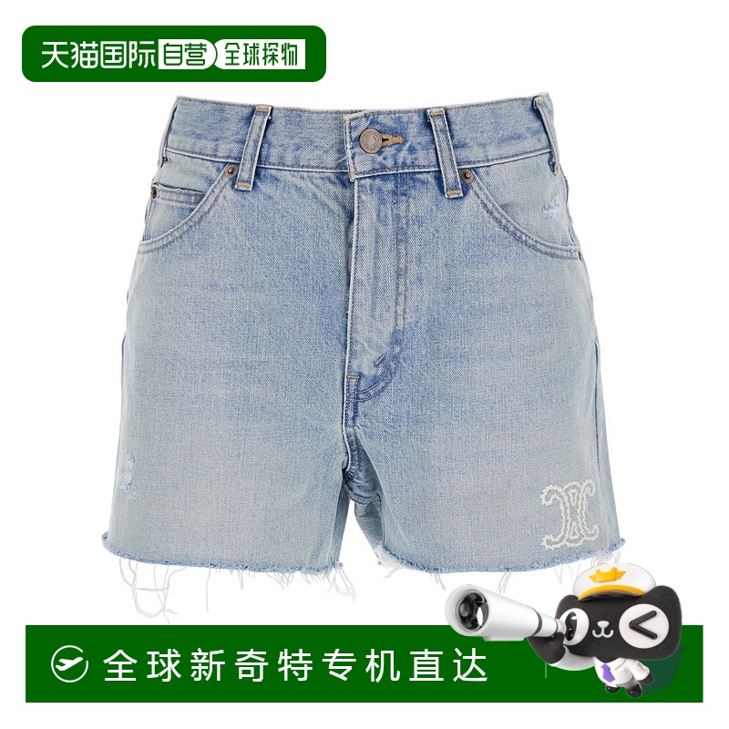 香港直邮Celine 腰带环牛仔短裤 RP06I789D.新款