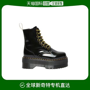 女士黑色皮革8孔厚底马丁靴 欧洲直邮DR. MARTENS