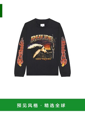 1h可退 香港直邮Rhude 男士 Mesa 千里马长袖T恤 RHFW25TT08012