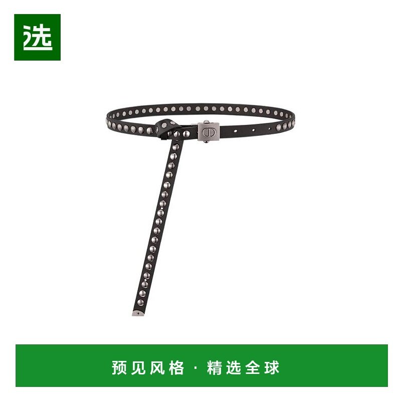 香港直邮Dior 黑色DIORPOLYTECHNIQUE铆钉皮带 B0204BWFG牛皮腰带